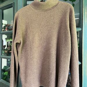 100% Cashmere A. Giannetti Ribbed Turtleneck Sweater in Brown